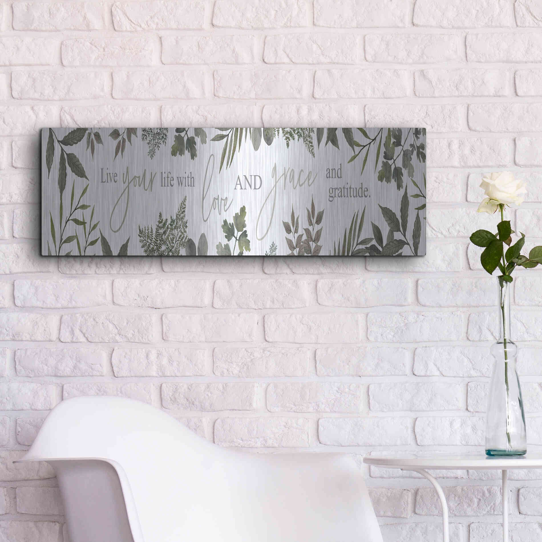 Luxe Metal Art 'Live Your Life I' by Cindy Jacobs, Metal Wall Art,36x12