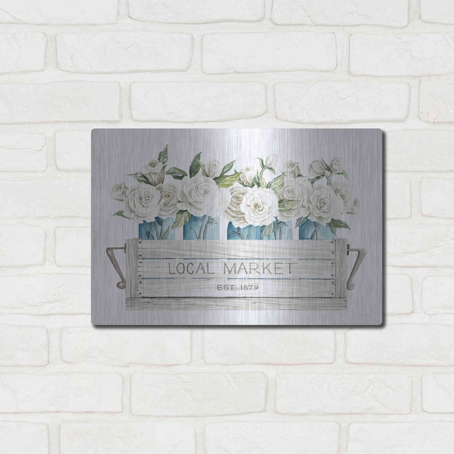Luxe Metal Art 'Local Market Flowers' by Cindy Jacobs, Metal Wall Art,16x12