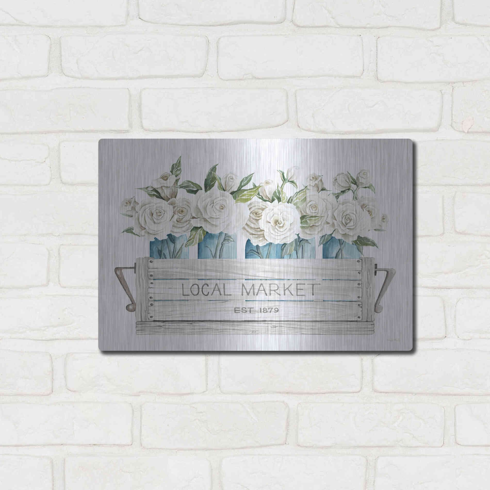 Luxe Metal Art 'Local Market Flowers' by Cindy Jacobs, Metal Wall Art,16x12