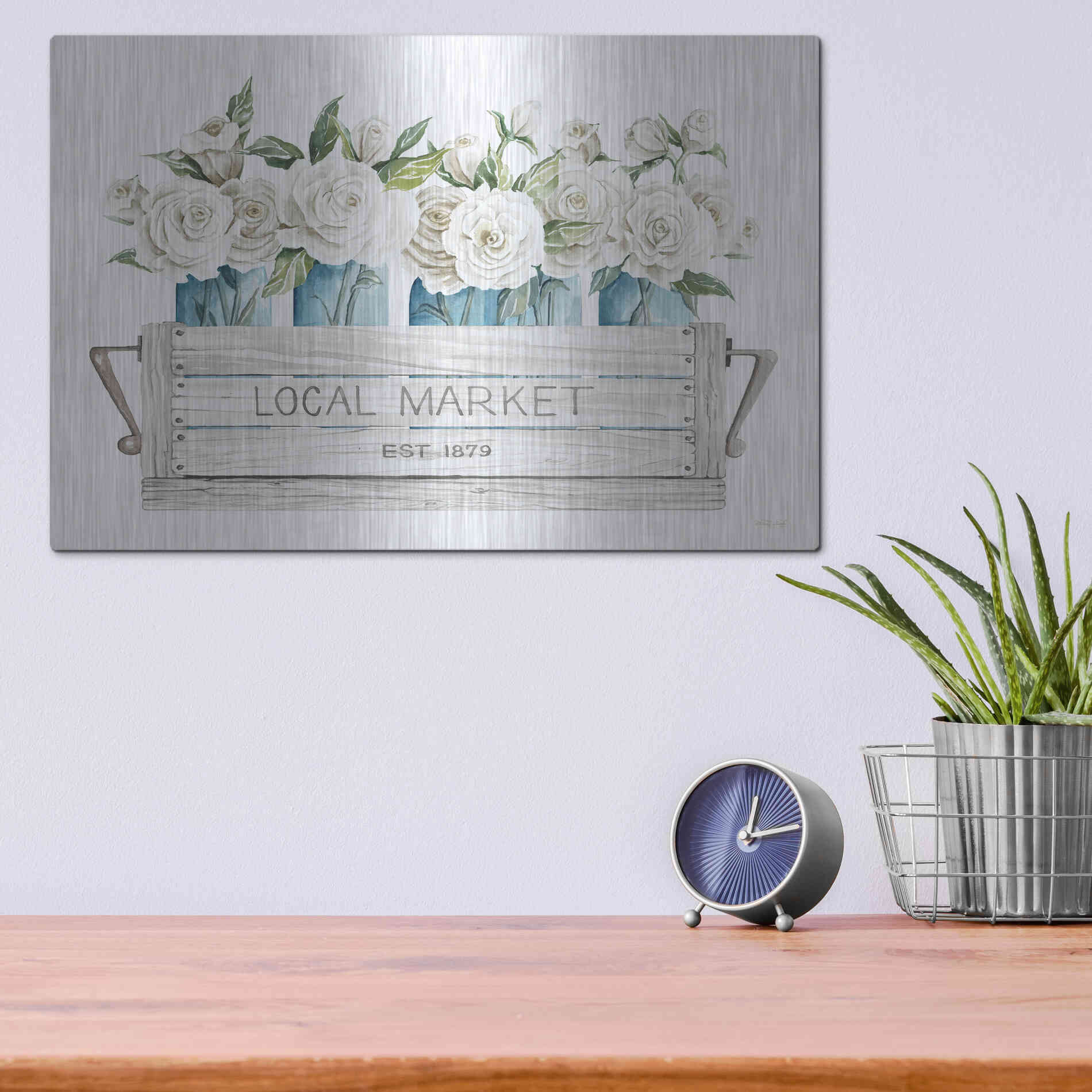 Luxe Metal Art 'Local Market Flowers' by Cindy Jacobs, Metal Wall Art,16x12