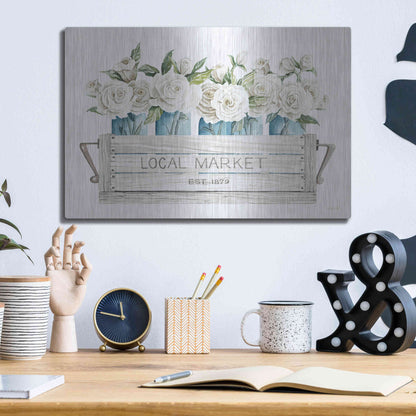 Luxe Metal Art 'Local Market Flowers' by Cindy Jacobs, Metal Wall Art,16x12