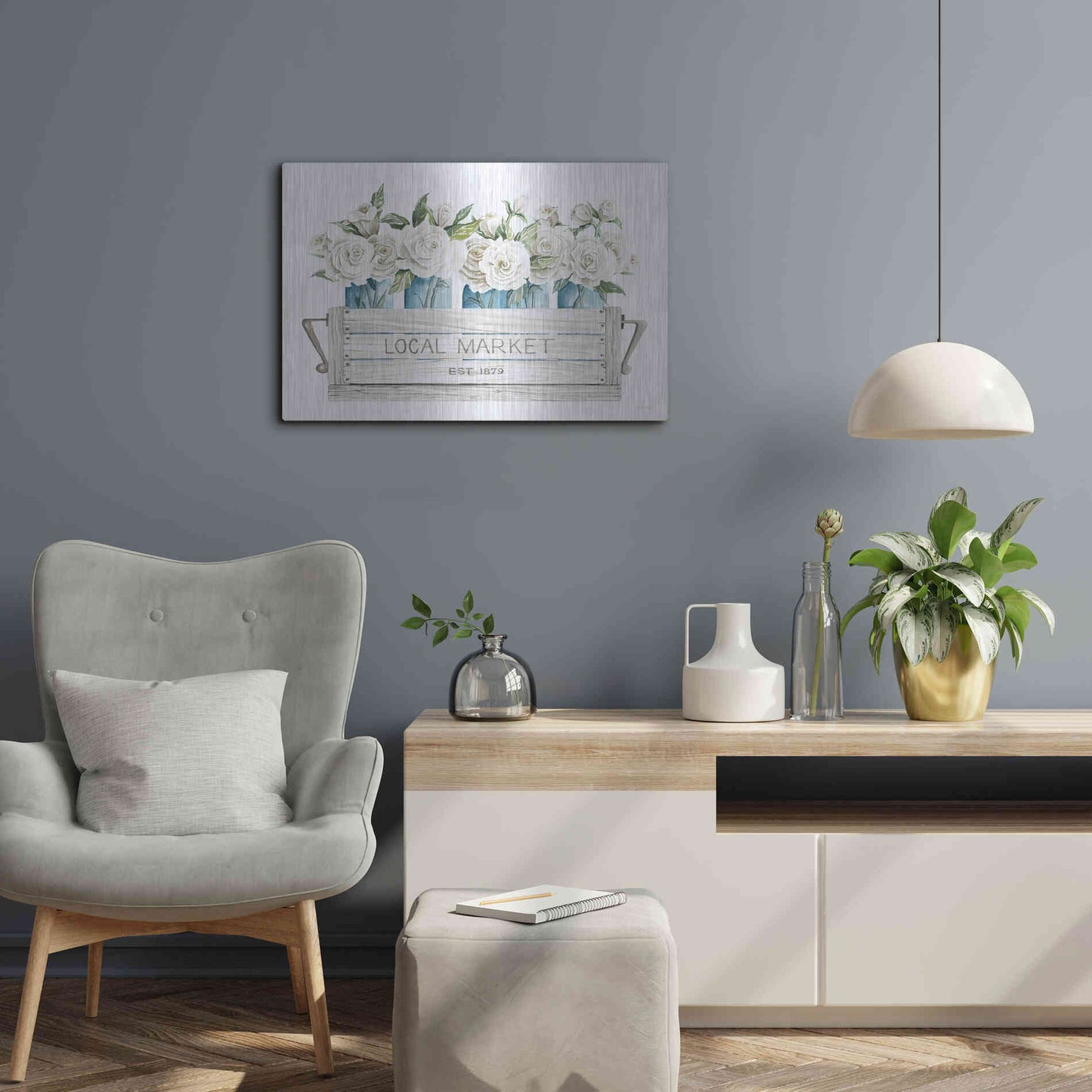 Luxe Metal Art 'Local Market Flowers' by Cindy Jacobs, Metal Wall Art,24x16