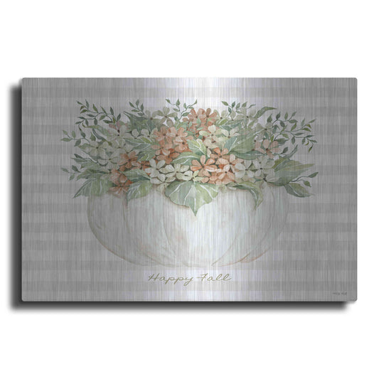 Luxe Metal Art 'Happy Fall Pumpkin Floral' by Cindy Jacobs, Metal Wall Art