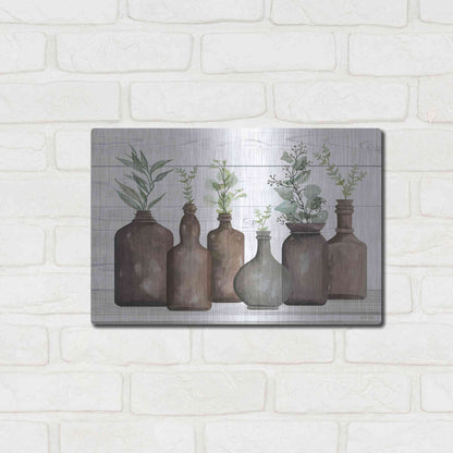 Luxe Metal Art 'Cappuccino Bottles I' by Cindy Jacobs, Metal Wall Art,16x12