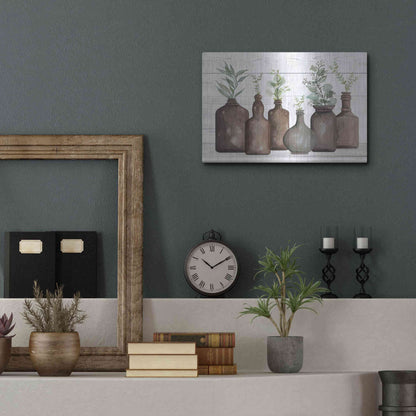 Luxe Metal Art 'Cappuccino Bottles I' by Cindy Jacobs, Metal Wall Art,16x12