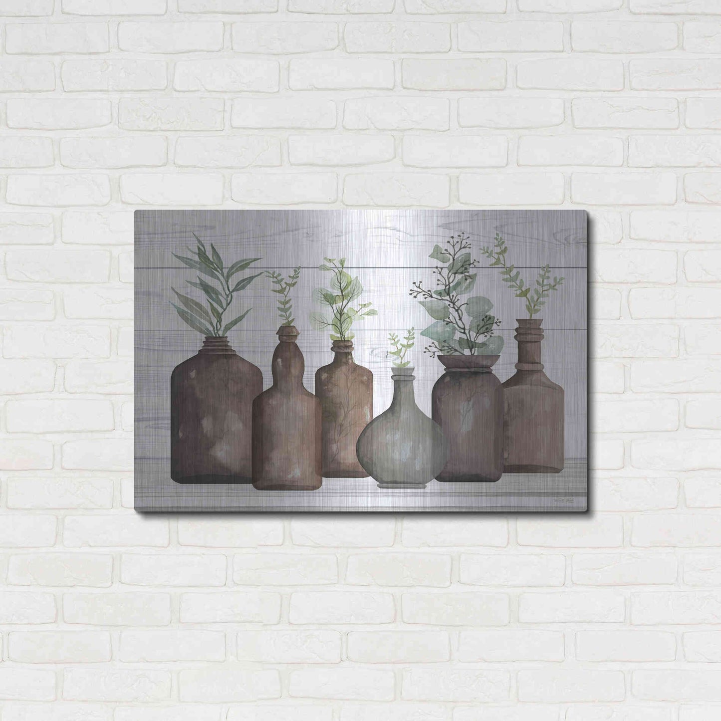 Luxe Metal Art 'Cappuccino Bottles I' by Cindy Jacobs, Metal Wall Art,36x24