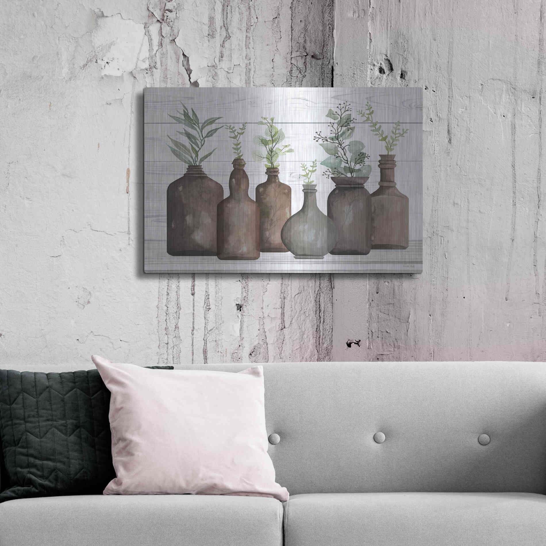 Luxe Metal Art 'Cappuccino Bottles I' by Cindy Jacobs, Metal Wall Art,36x24