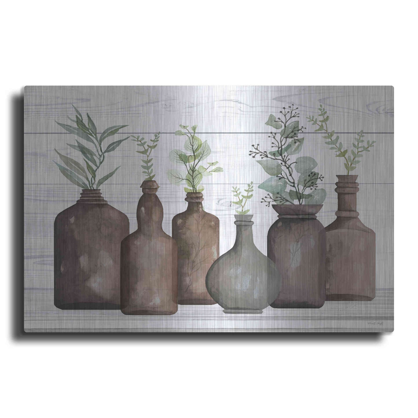 Luxe Metal Art 'Cappuccino Bottles I' by Cindy Jacobs, Metal Wall Art