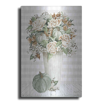 Luxe Metal Art 'Fall Floral With Pumpkins I' by Cindy Jacobs, Metal Wall Art