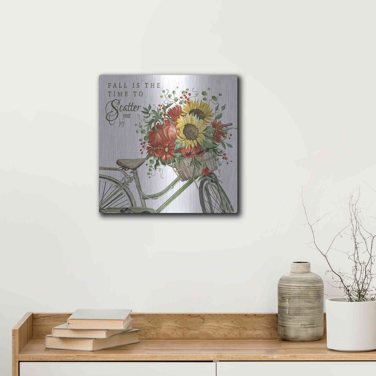 Luxe Metal Art 'Fall Is The Time To Scatter Your Joy' by Cindy Jacobs, Metal Wall Art,12x12