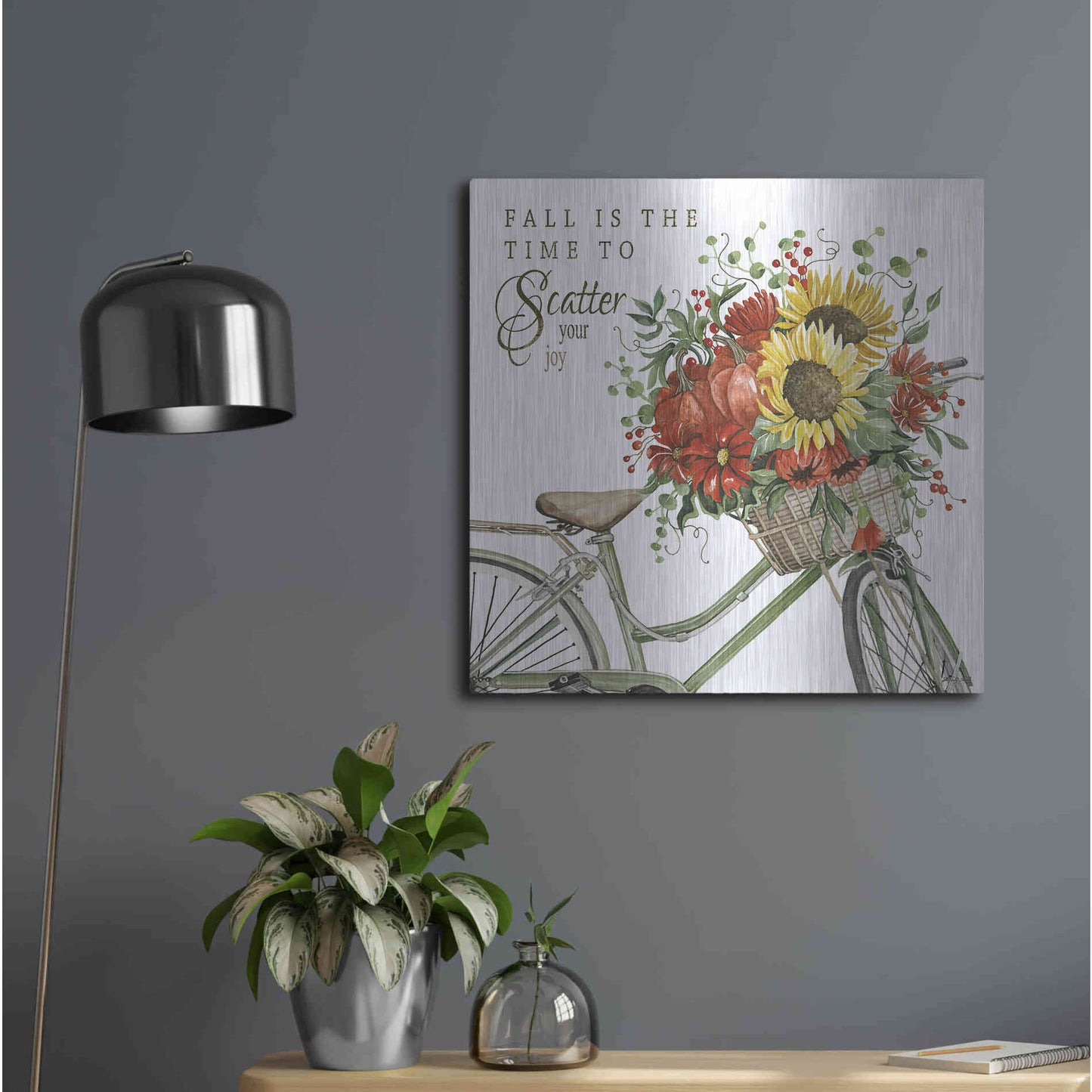 Luxe Metal Art 'Fall Is The Time To Scatter Your Joy' by Cindy Jacobs, Metal Wall Art,24x24