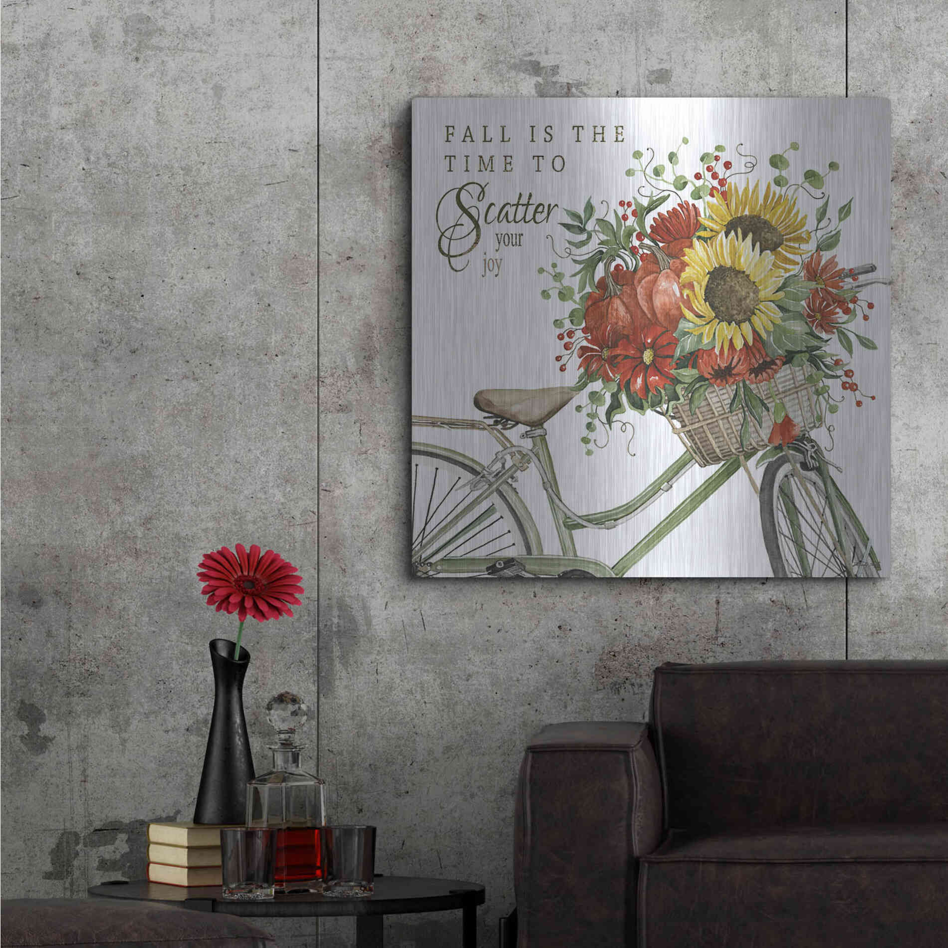 Luxe Metal Art 'Fall Is The Time To Scatter Your Joy' by Cindy Jacobs, Metal Wall Art,36x36