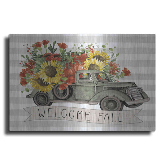 Luxe Metal Art 'Welcome Fall Truck' by Cindy Jacobs, Metal Wall Art