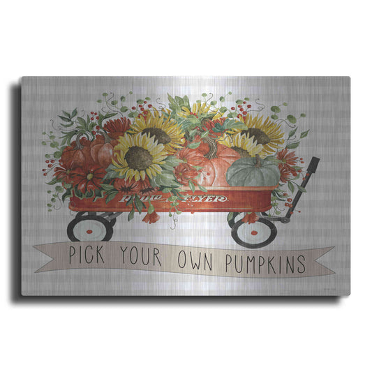 Luxe Metal Art 'Pick Your Own Pumpkins Wagon' by Cindy Jacobs, Metal Wall Art