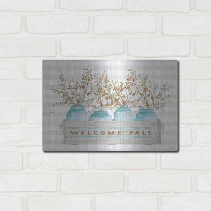 Luxe Metal Art 'Welcome Fall Jars' by Cindy Jacobs, Metal Wall Art,16x12