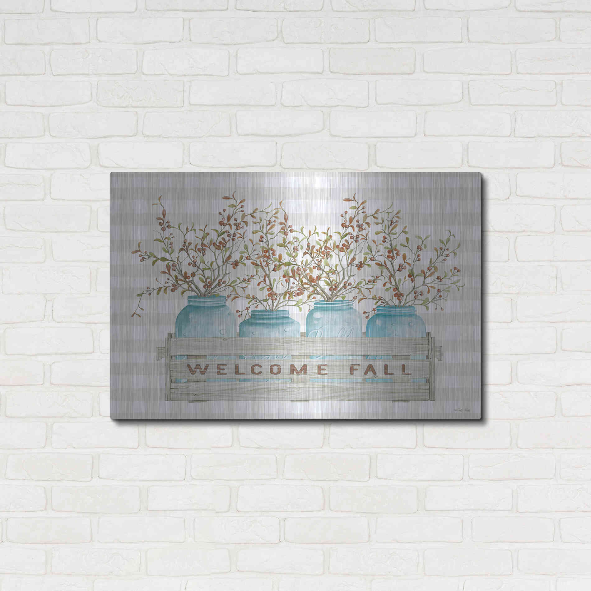 Luxe Metal Art 'Welcome Fall Jars' by Cindy Jacobs, Metal Wall Art,36x24