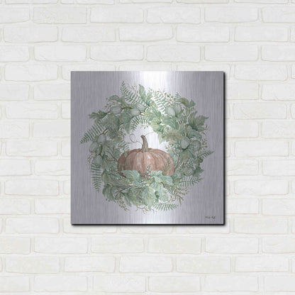 Luxe Metal Art 'Pumpkin Wreath I' by Cindy Jacobs, Metal Wall Art,24x24