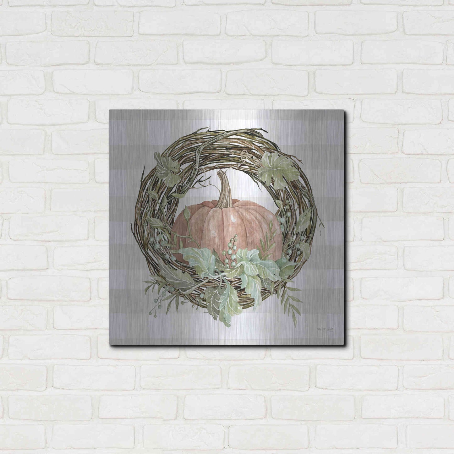 Luxe Metal Art 'Pumpkin Wreath II' by Cindy Jacobs, Metal Wall Art,24x24