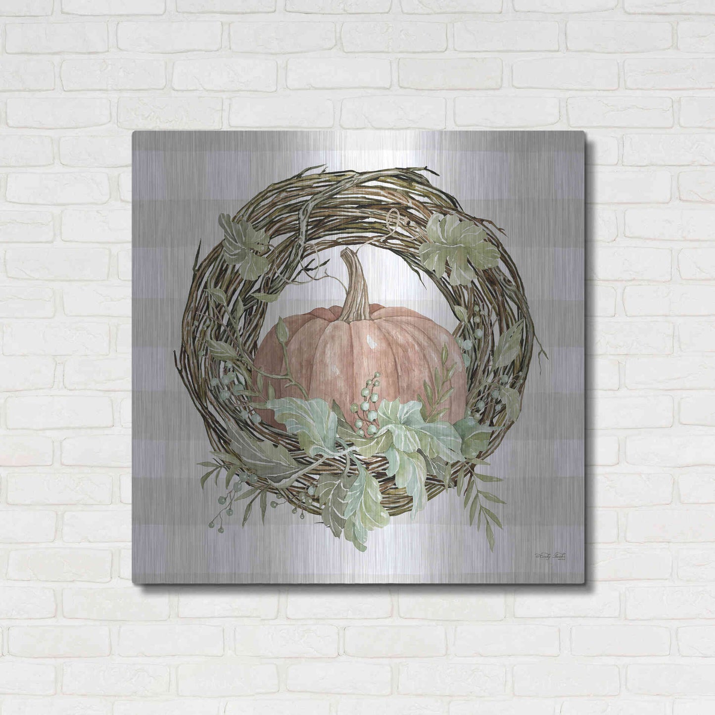 Luxe Metal Art 'Pumpkin Wreath II' by Cindy Jacobs, Metal Wall Art,36x36