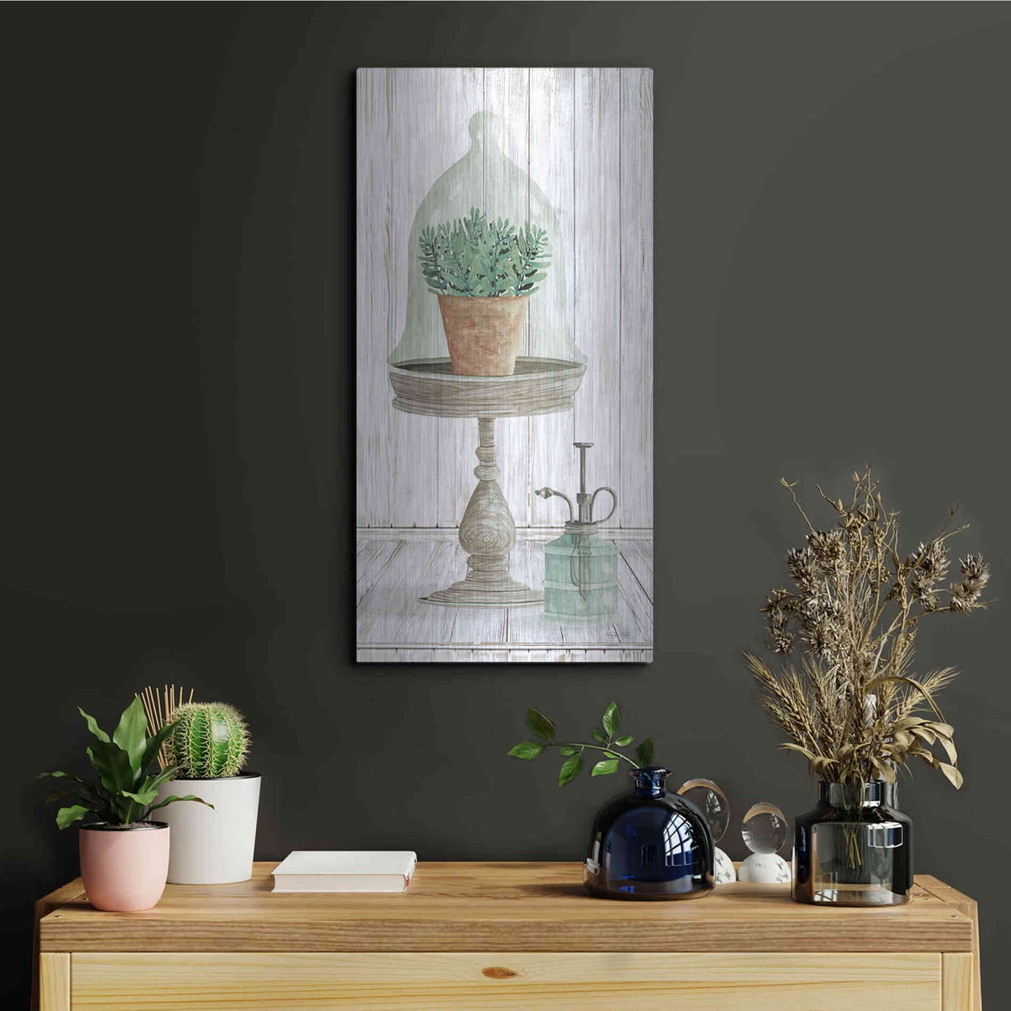 Luxe Metal Art 'Farmhouse Plant Stand' by Cindy Jacobs, Metal Wall Art,12x24