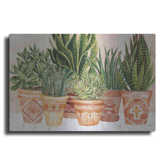 Luxe Metal Art 'Aztec Potted Plants' by Cindy Jacobs, Metal Wall Art