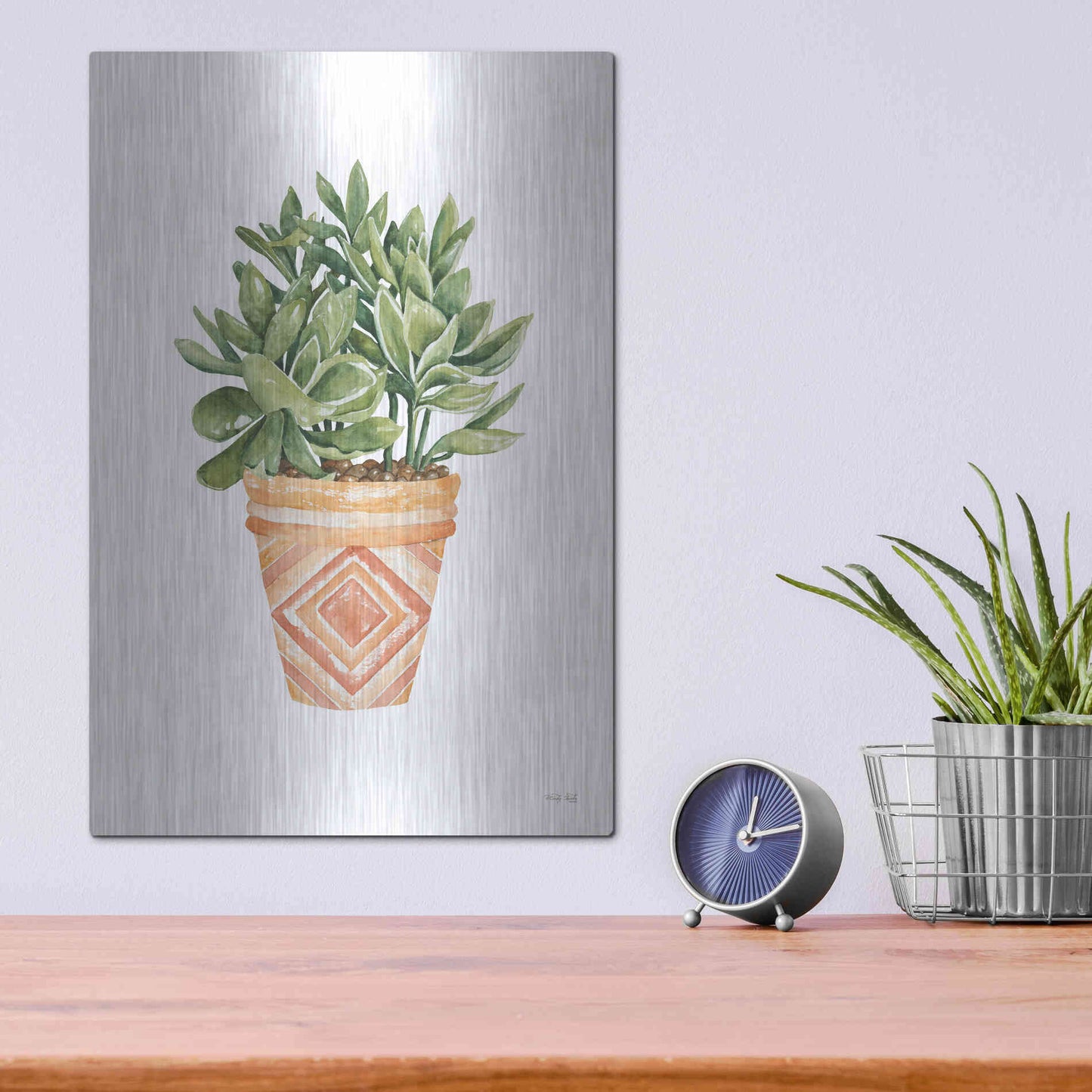 Luxe Metal Art 'Aztec Pot I' by Cindy Jacobs, Metal Wall Art,12x16