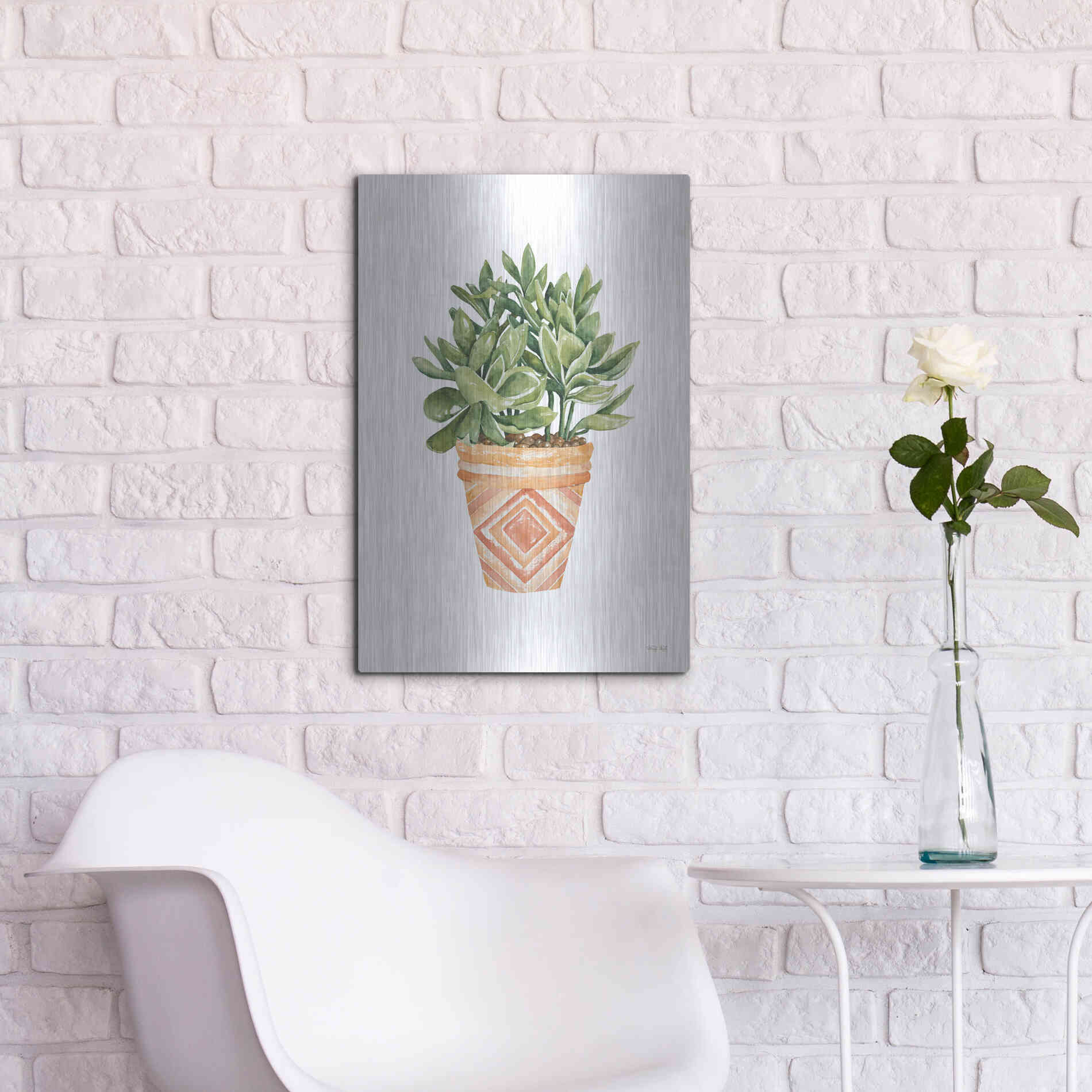 Luxe Metal Art 'Aztec Pot I' by Cindy Jacobs, Metal Wall Art,16x24