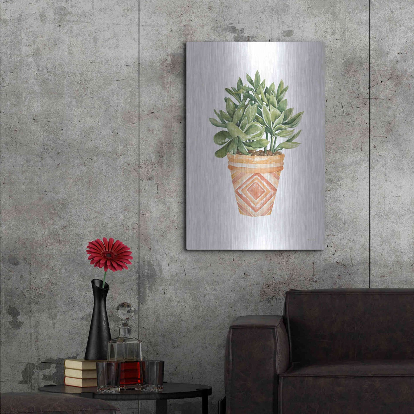 Luxe Metal Art 'Aztec Pot I' by Cindy Jacobs, Metal Wall Art,24x36