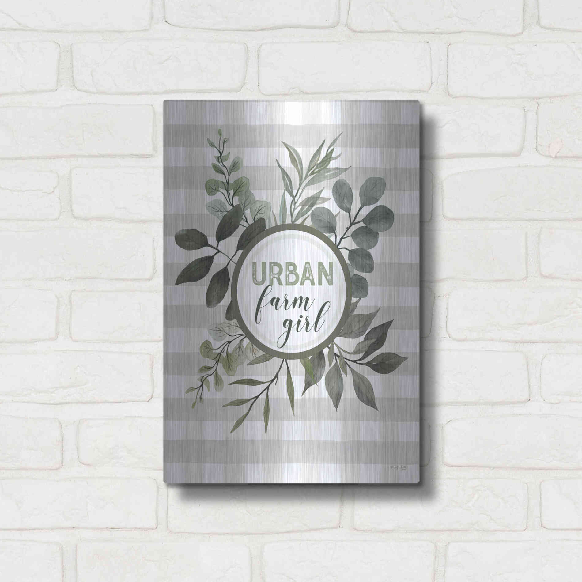 Luxe Metal Art 'Urban Farm Girl' by Cindy Jacobs, Metal Wall Art,12x16