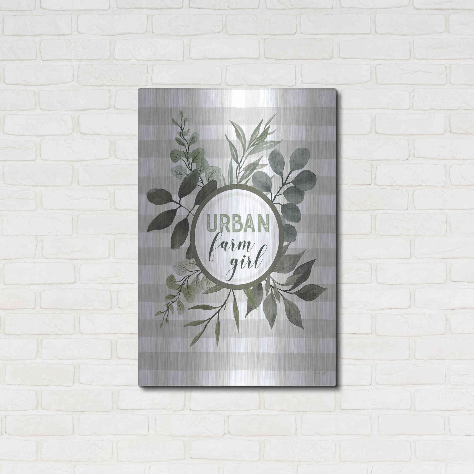 Luxe Metal Art 'Urban Farm Girl' by Cindy Jacobs, Metal Wall Art,24x36