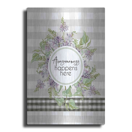 Luxe Metal Art 'Awesomeness Happens Here' by Cindy Jacobs, Metal Wall Art