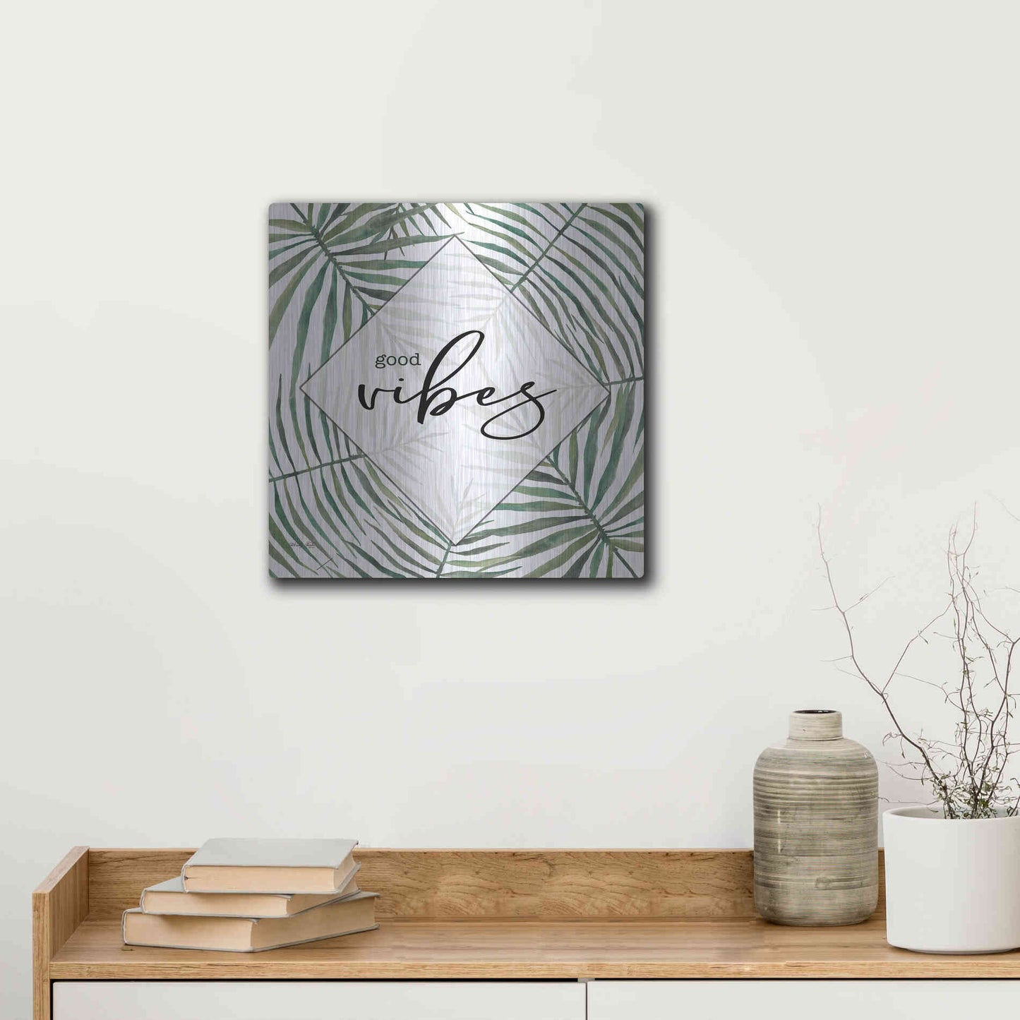 Luxe Metal Art 'Good Vibes' by Cindy Jacobs, Metal Wall Art,12x12