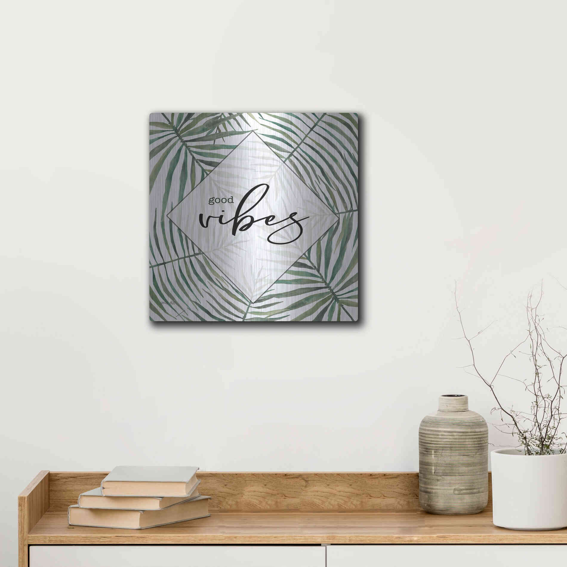 Luxe Metal Art 'Good Vibes' by Cindy Jacobs, Metal Wall Art,12x12