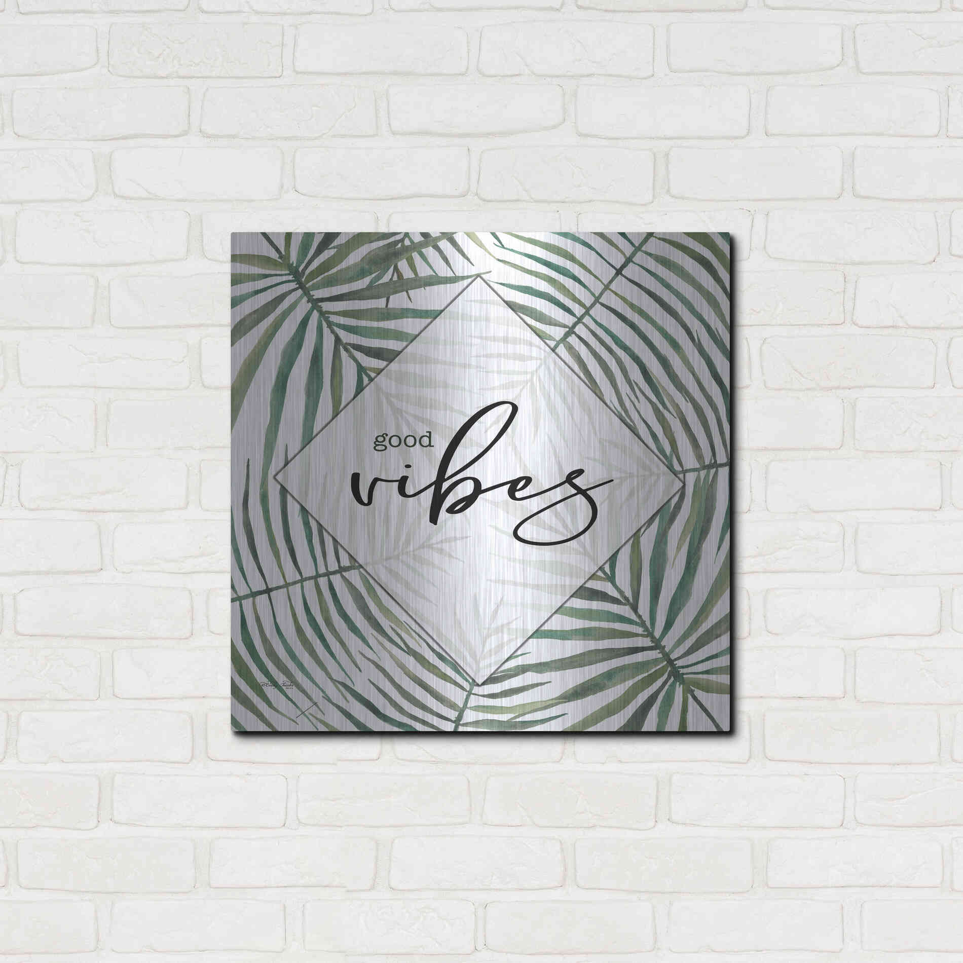 Luxe Metal Art 'Good Vibes' by Cindy Jacobs, Metal Wall Art,24x24