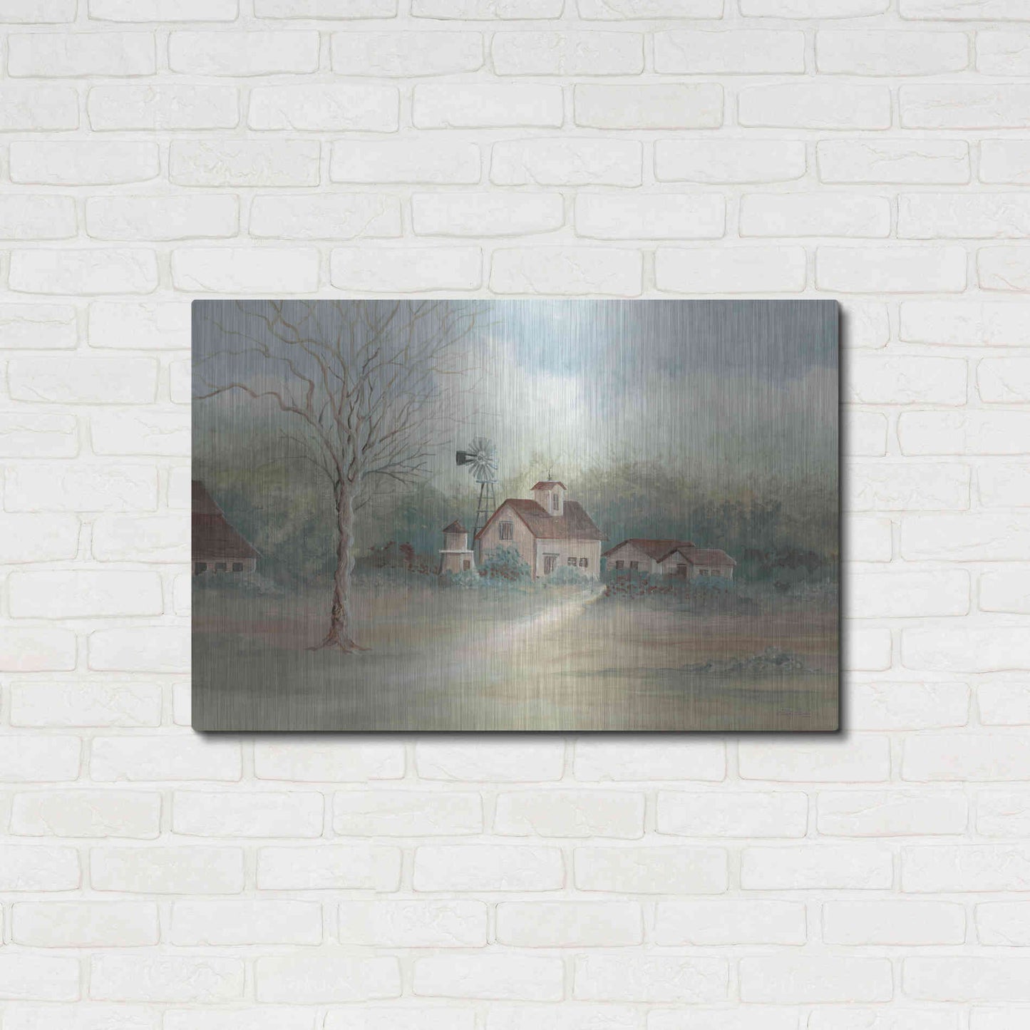 Luxe Metal Art 'Barns In The Distance' by Cindy Jacobs, Metal Wall Art,36x24