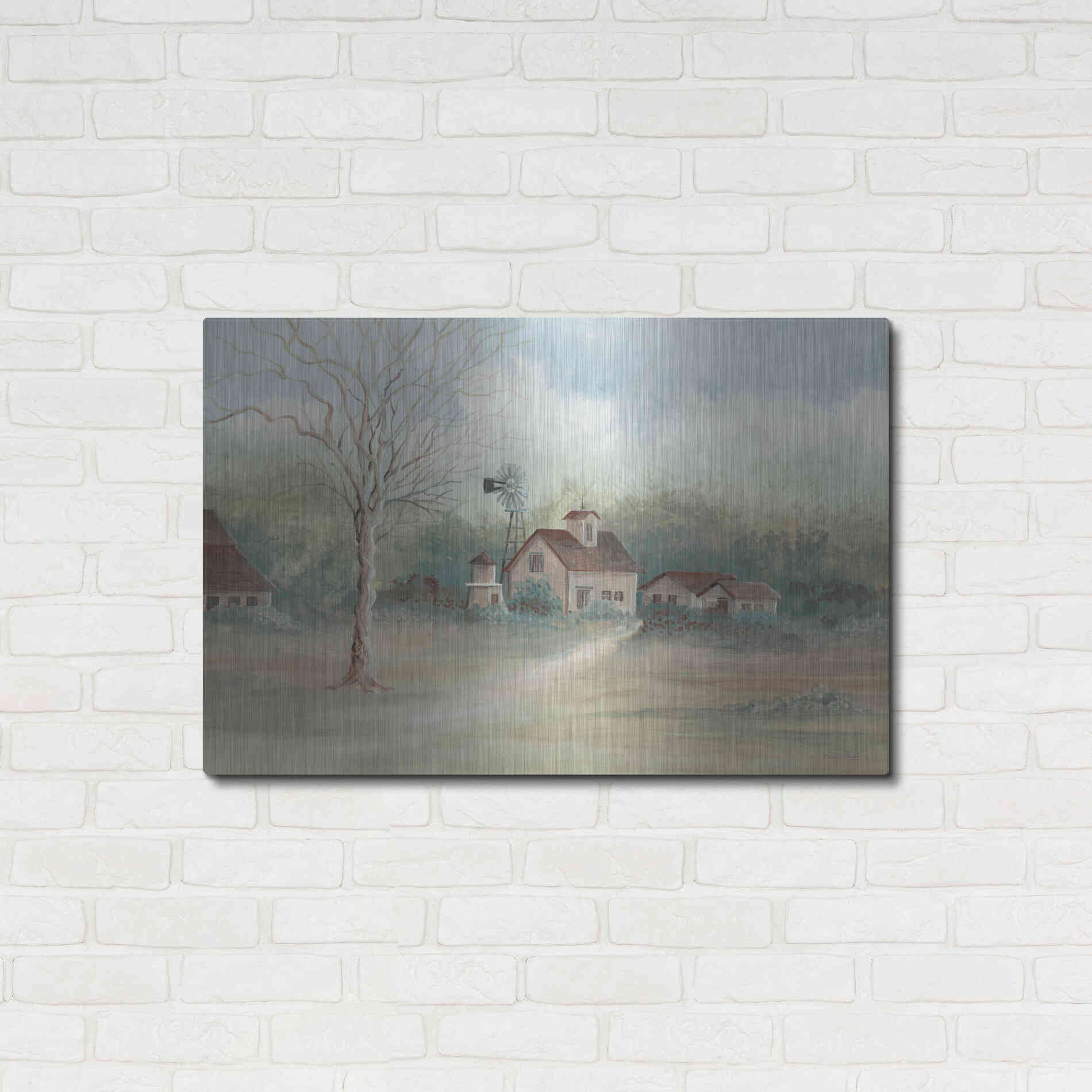 Luxe Metal Art 'Barns In The Distance' by Cindy Jacobs, Metal Wall Art,36x24