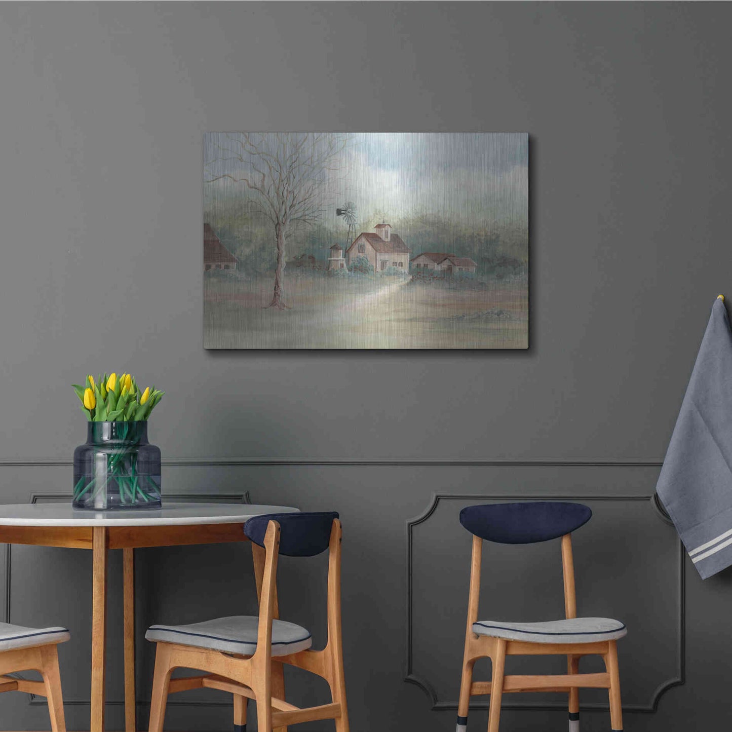 Luxe Metal Art 'Barns In The Distance' by Cindy Jacobs, Metal Wall Art,36x24