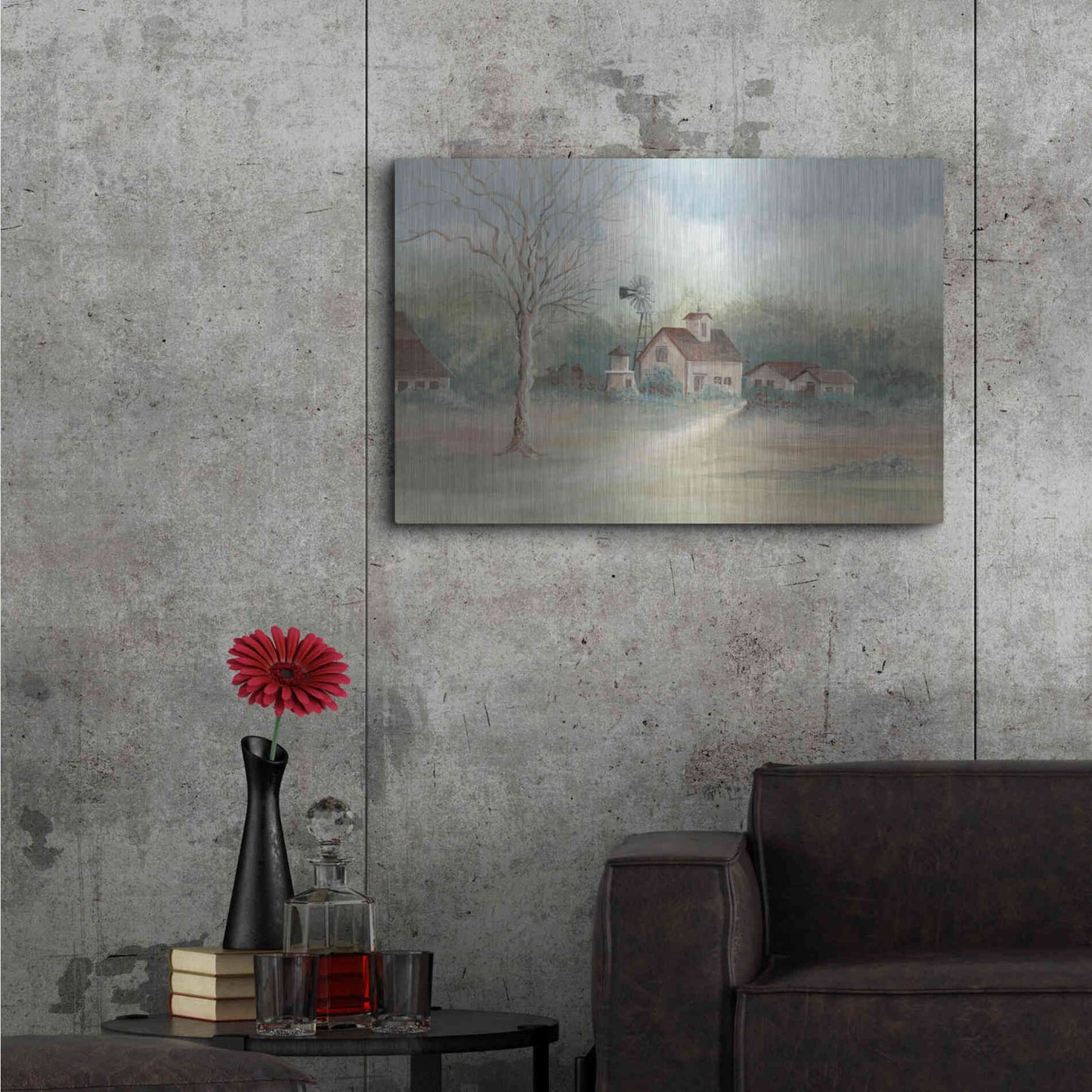 Luxe Metal Art 'Barns In The Distance' by Cindy Jacobs, Metal Wall Art,36x24