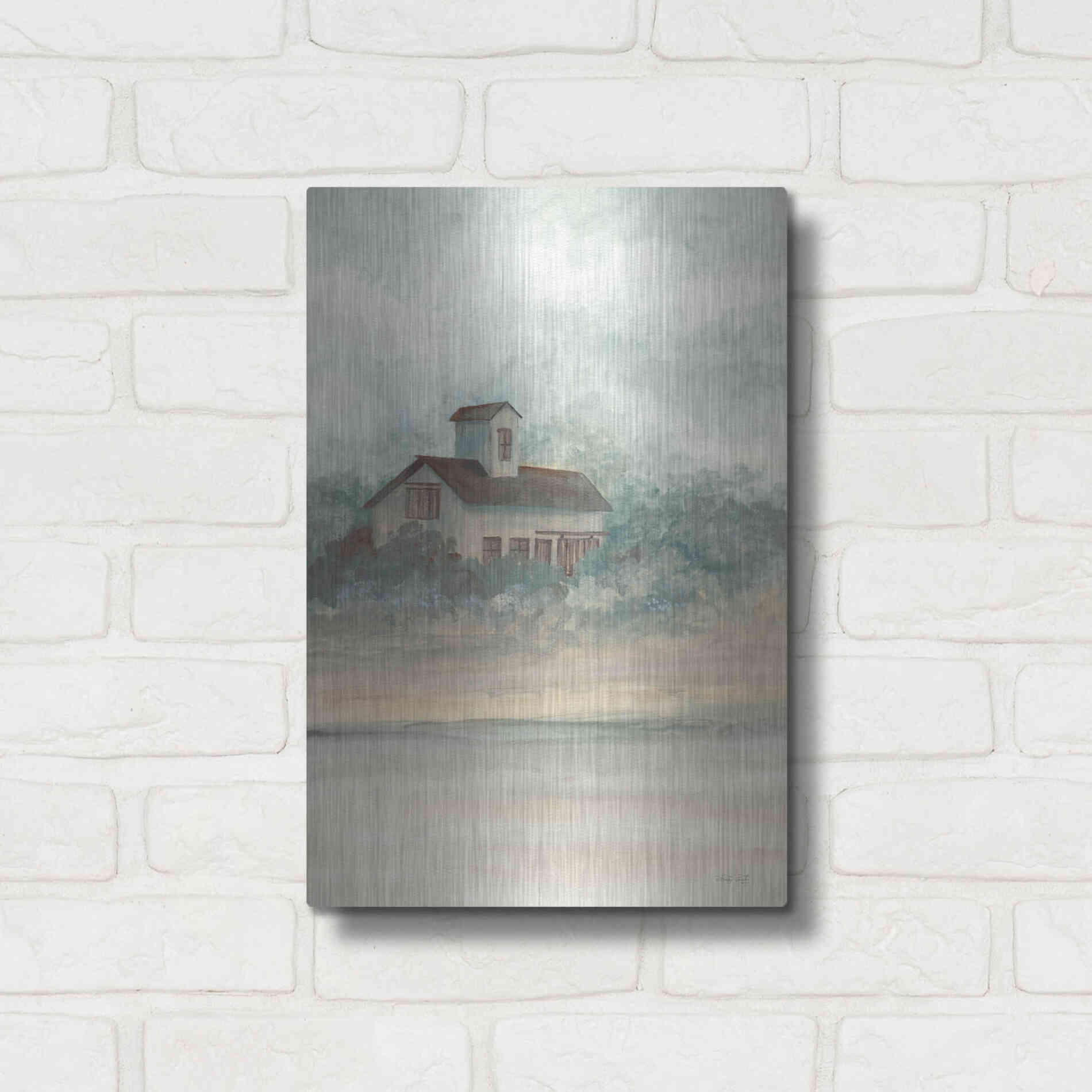 Luxe Metal Art 'Barn In Country I' by Cindy Jacobs, Metal Wall Art,12x16