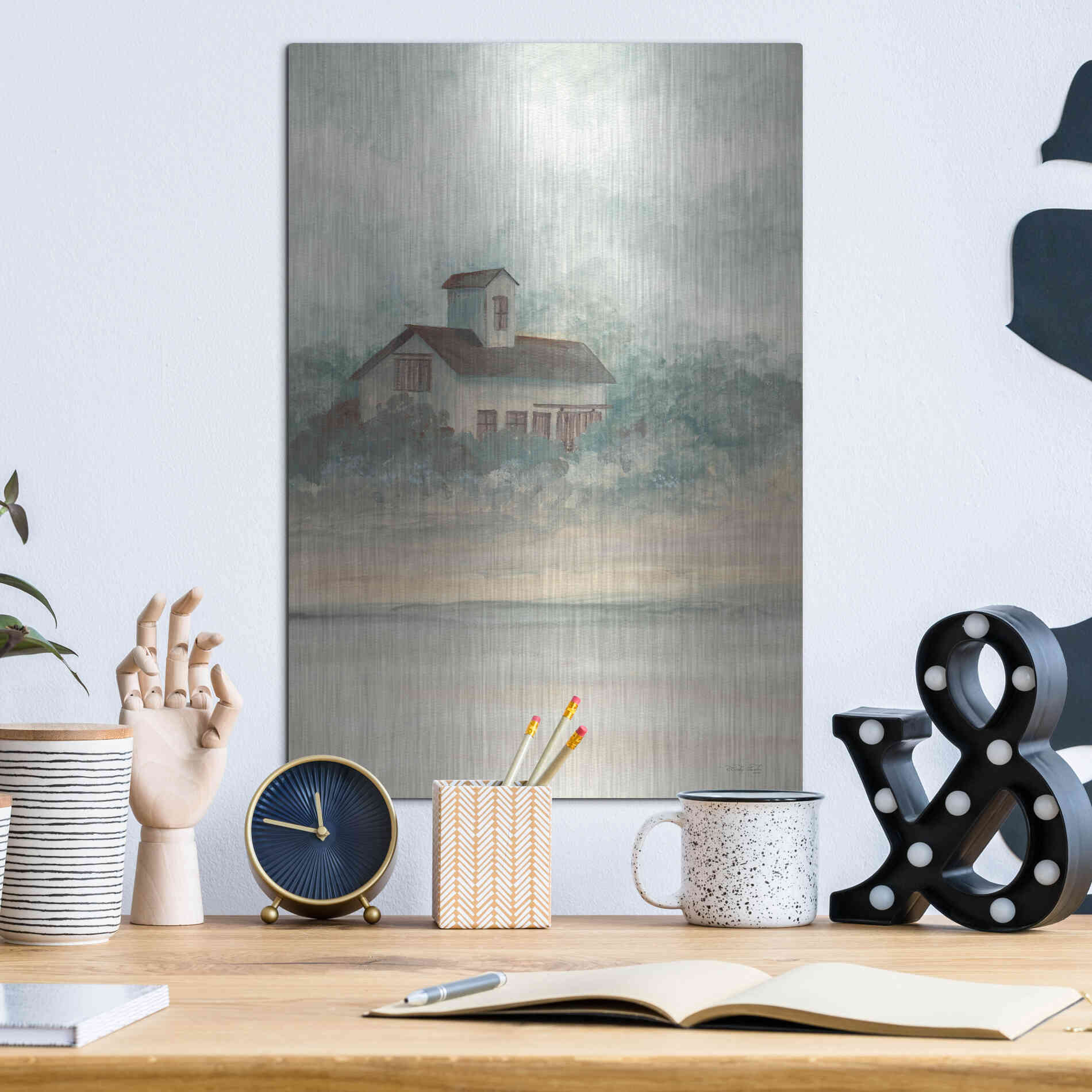 Luxe Metal Art 'Barn In Country I' by Cindy Jacobs, Metal Wall Art,12x16