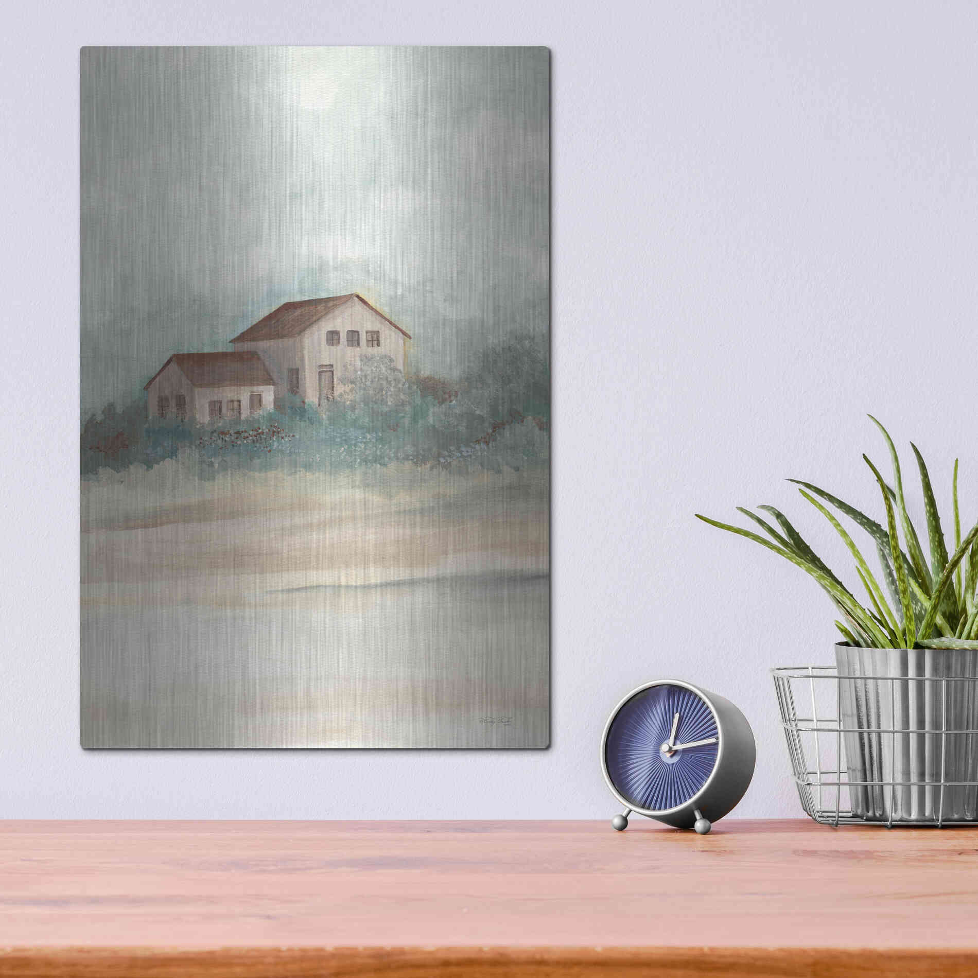 Luxe Metal Art 'House In Country' by Cindy Jacobs, Metal Wall Art,12x16