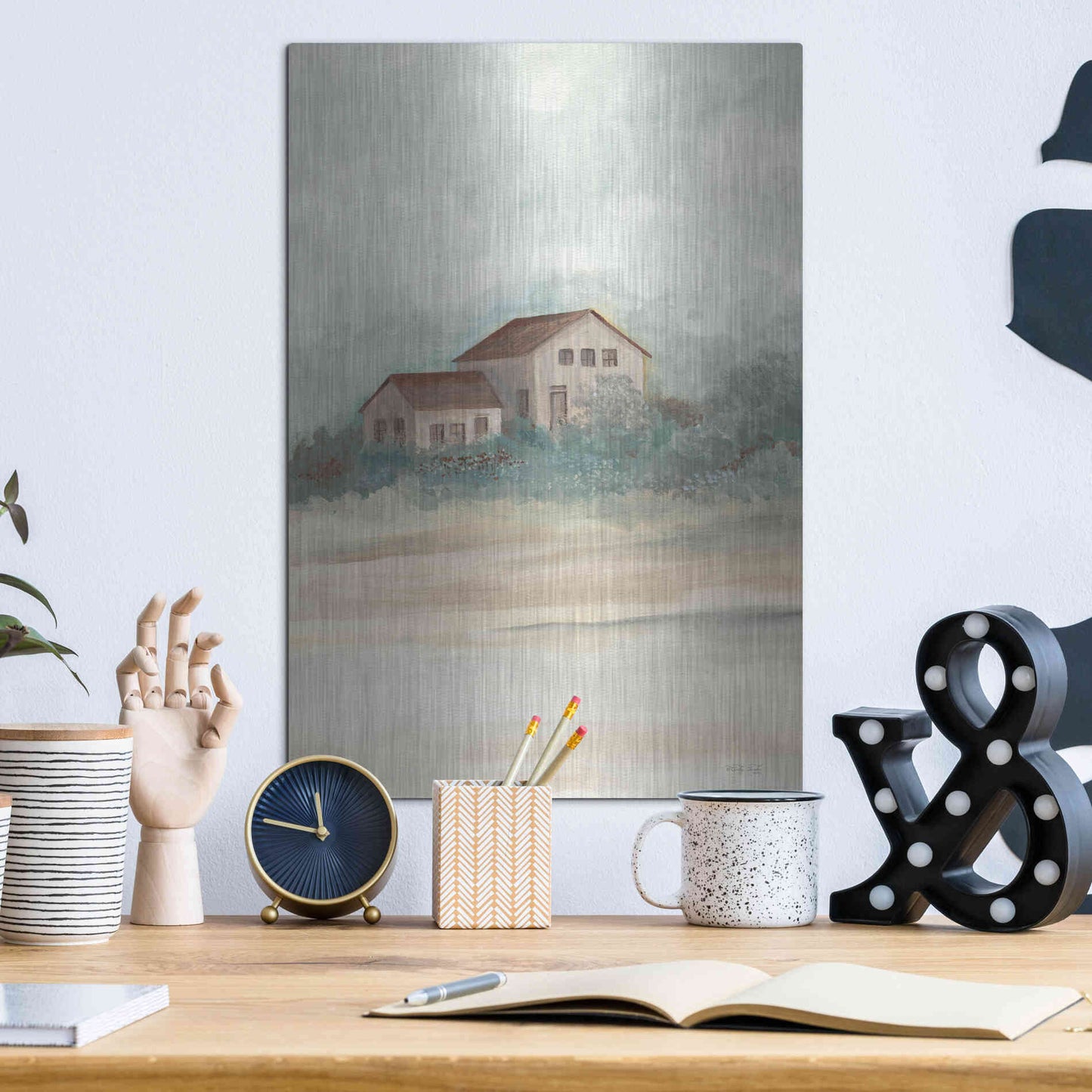 Luxe Metal Art 'House In Country' by Cindy Jacobs, Metal Wall Art,12x16