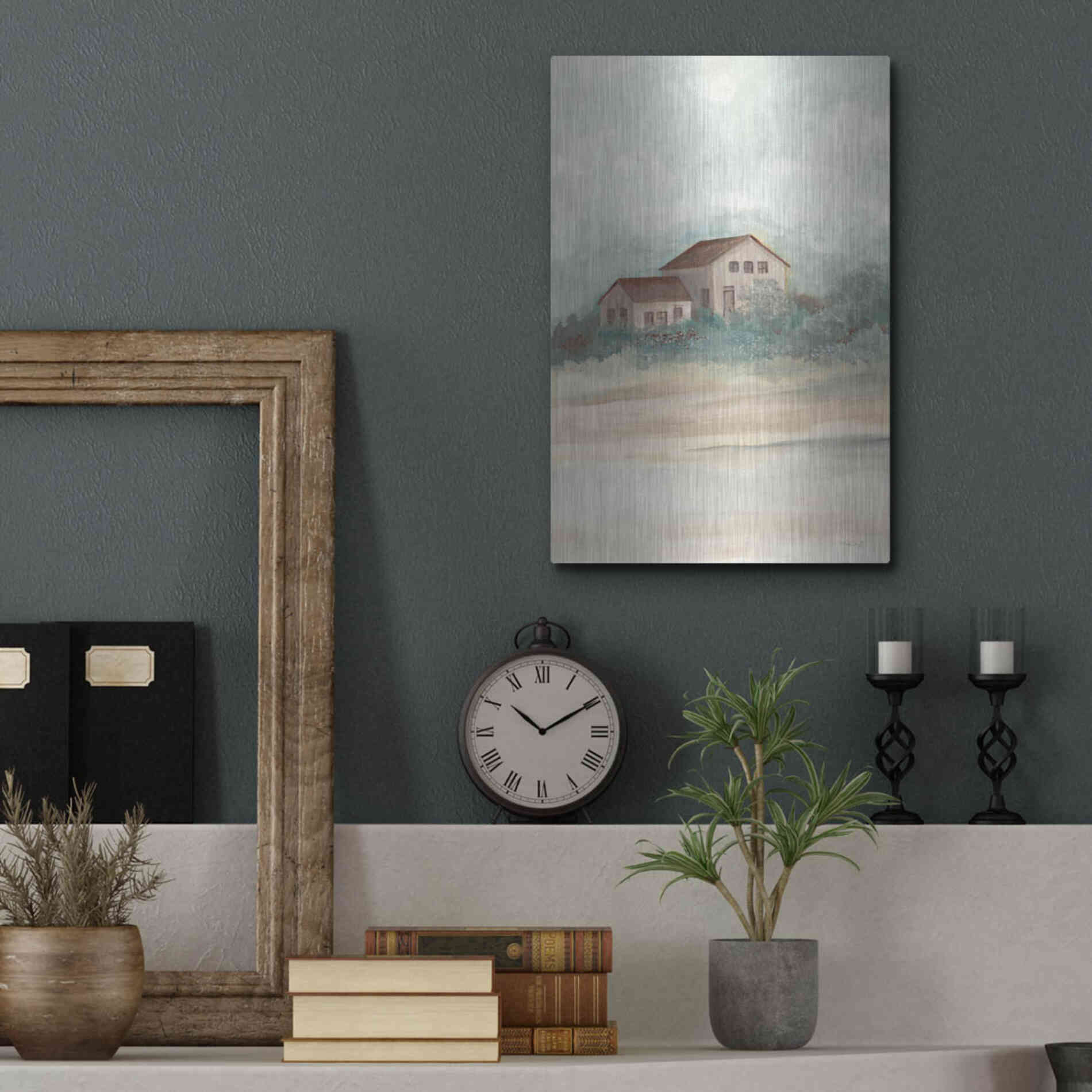 Luxe Metal Art 'House In Country' by Cindy Jacobs, Metal Wall Art,12x16