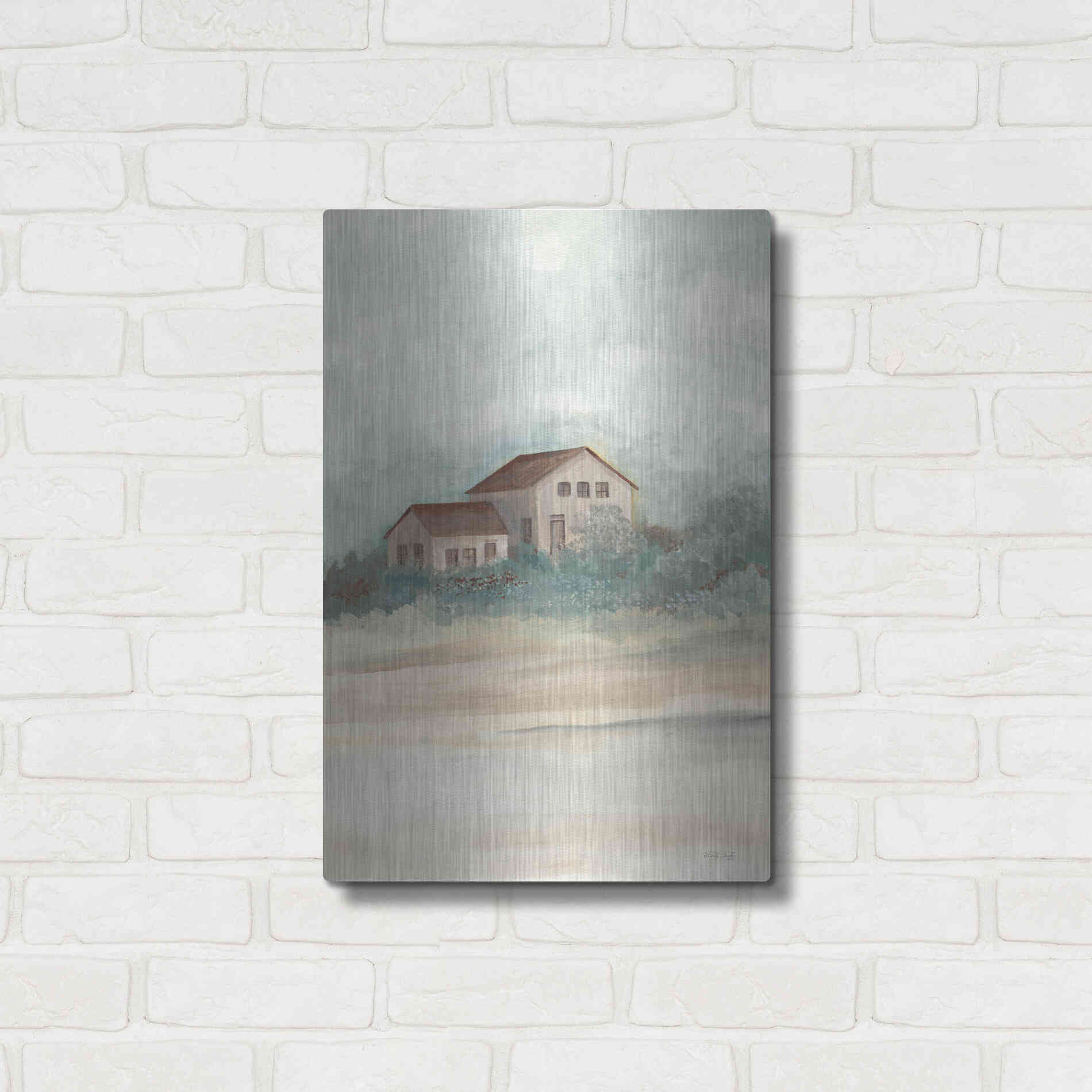 Luxe Metal Art 'House In Country' by Cindy Jacobs, Metal Wall Art,16x24