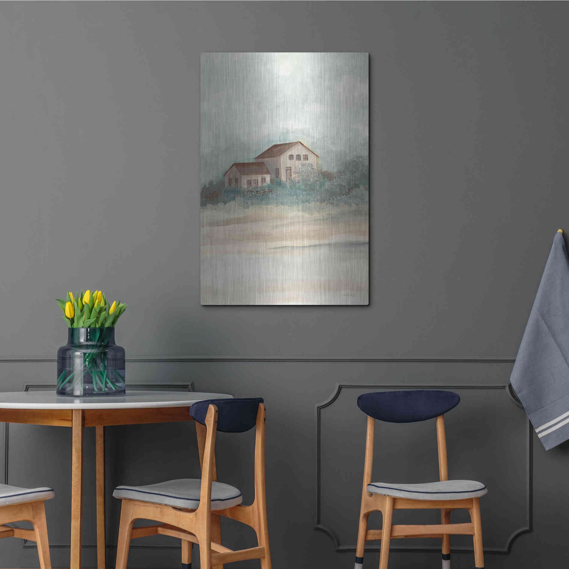 Luxe Metal Art 'House In Country' by Cindy Jacobs, Metal Wall Art,24x36