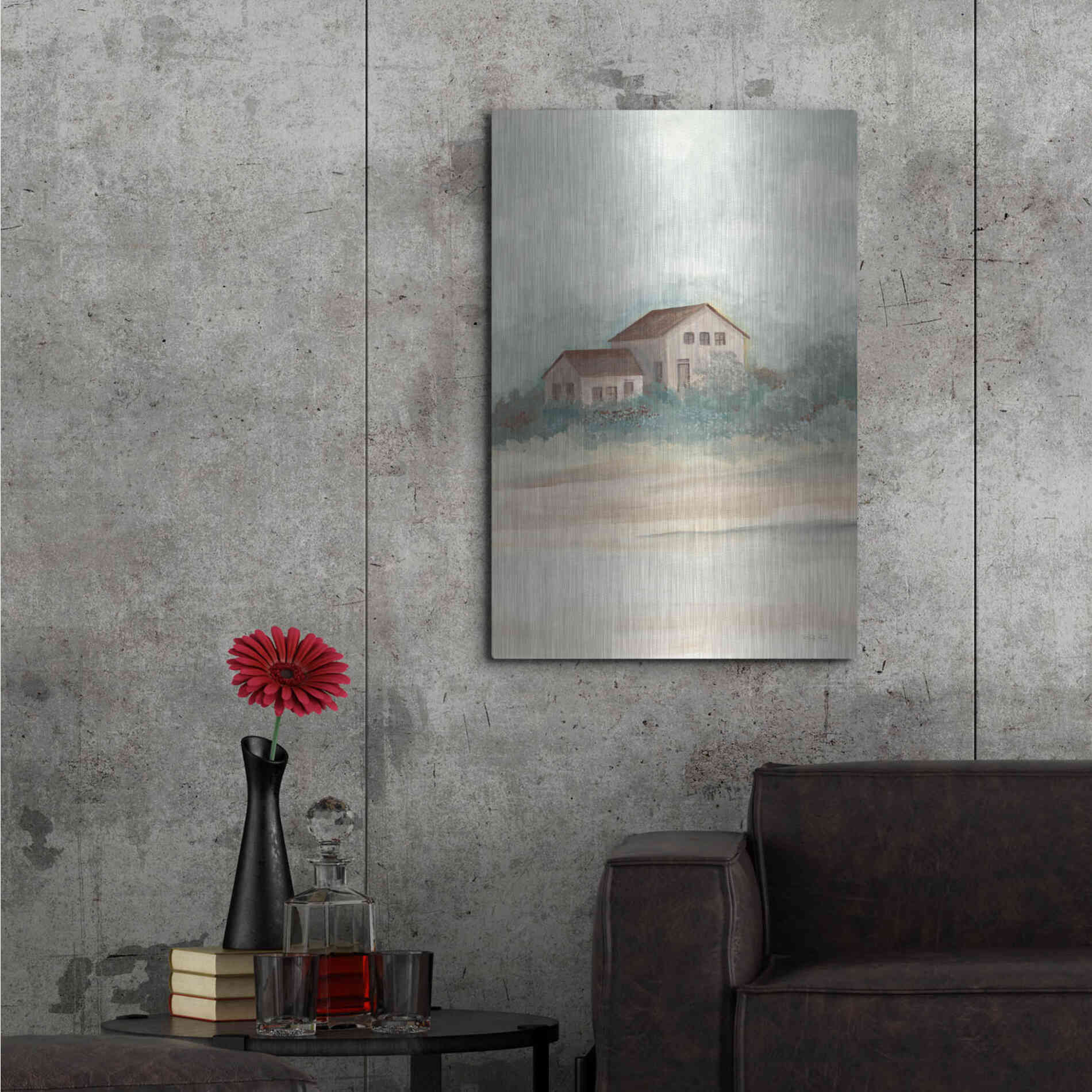 Luxe Metal Art 'House In Country' by Cindy Jacobs, Metal Wall Art,24x36