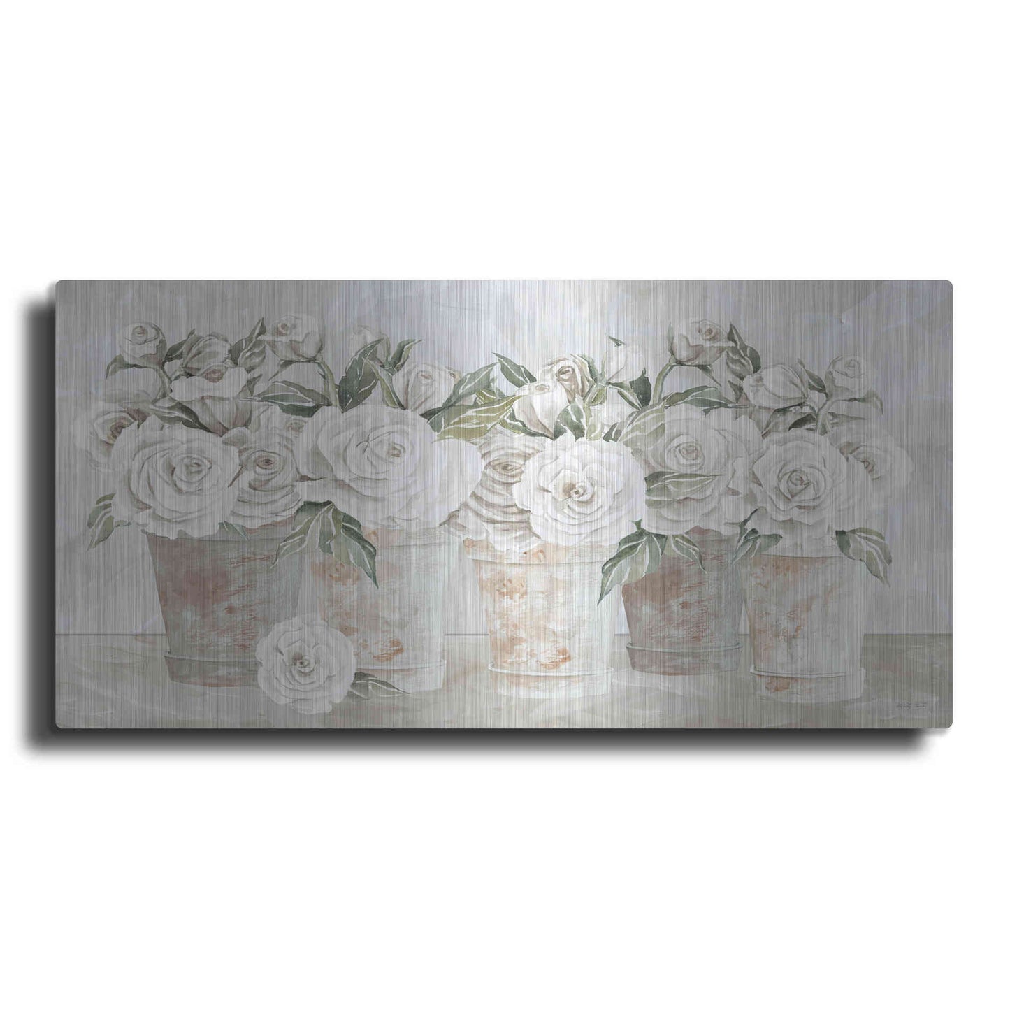 Luxe Metal Art 'Potted Roses' by Cindy Jacobs, Metal Wall Art