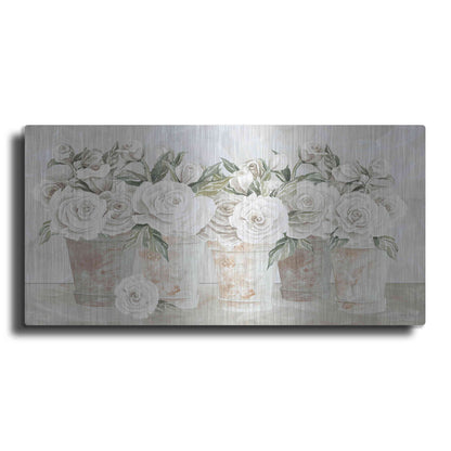 Luxe Metal Art 'Potted Roses' by Cindy Jacobs, Metal Wall Art