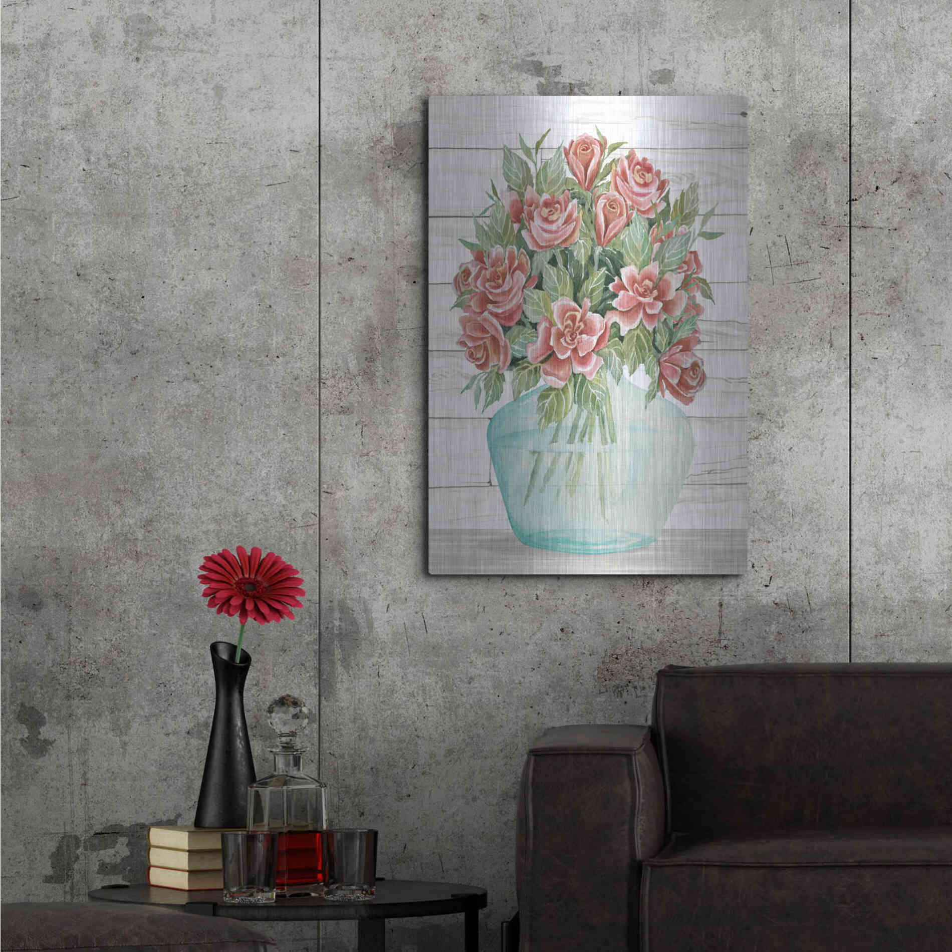 Luxe Metal Art 'Farmhouse Flowers IV' by Cindy Jacobs, Metal Wall Art,24x36