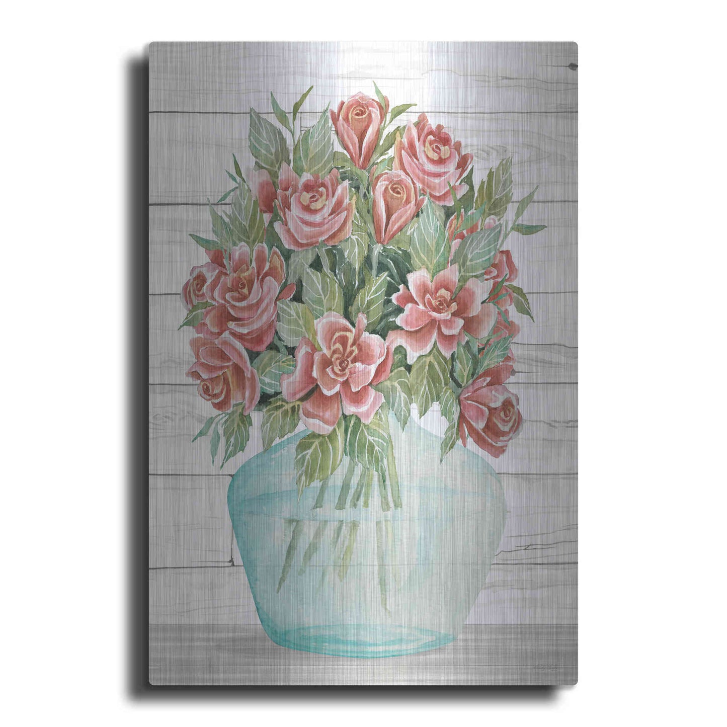 Luxe Metal Art 'Farmhouse Flowers IV' by Cindy Jacobs, Metal Wall Art